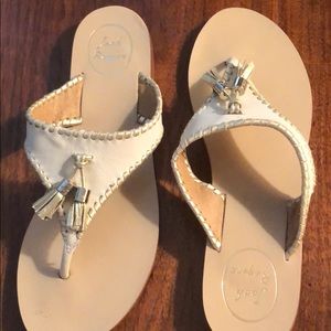 Jack Rogers white and gold tassel